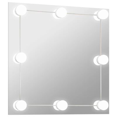 vidaXL Sieninis veidrodis su LED lemputėmis, kvadratinis, stiklas