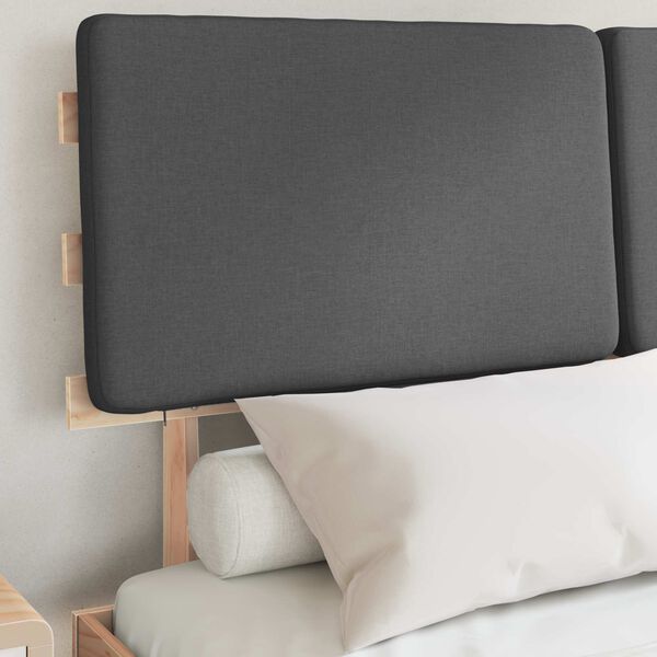 vidaXL Lovo rėmas su apmu&scaron;tu galvūgaliu Tamsiai pilka 140 x 190 cm