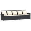 vidaXL Sodo sofa, 5 vietų, su pagalvėlėmis, juoda, poliratanas