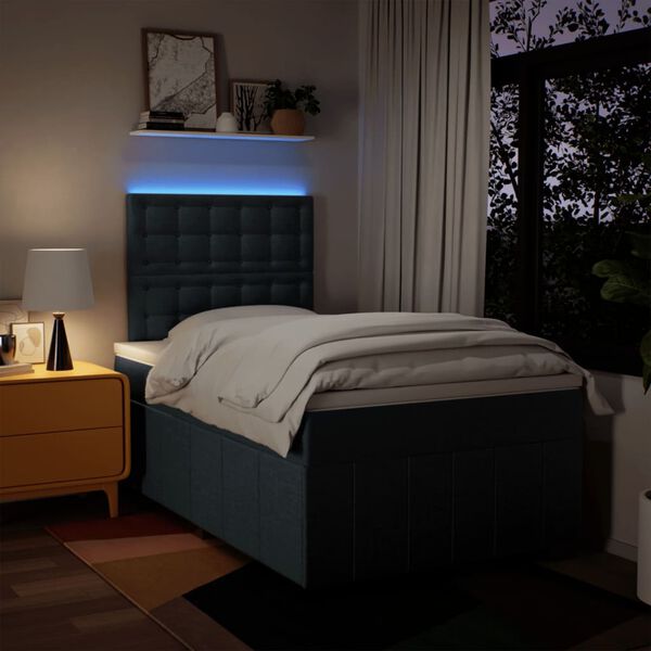 vidaXL Lova su spyruoklėmis ir čiužiniu, mėlyna, 120x190cm, audinys