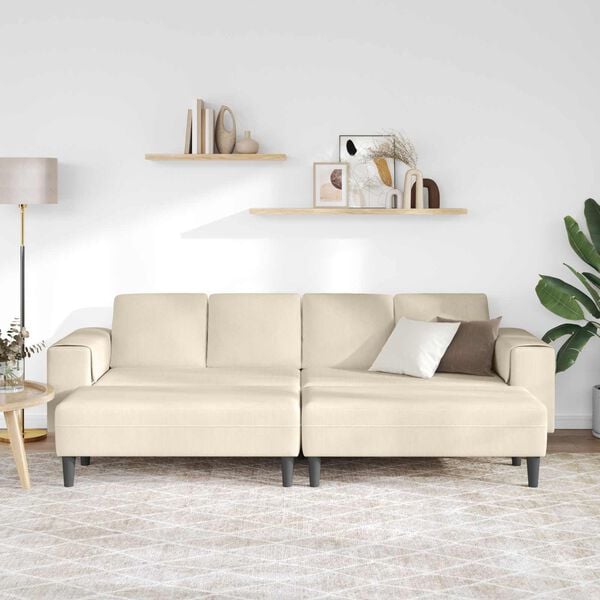 vidaXL Sofa su pagalve Kreminė 250 x 188 x 76 cm Kordūrinis audinys