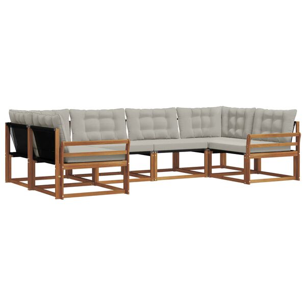 vidaXL Lauko sofos komplektas 6 pcs Natūrali ir &scaron;viesiai pilka