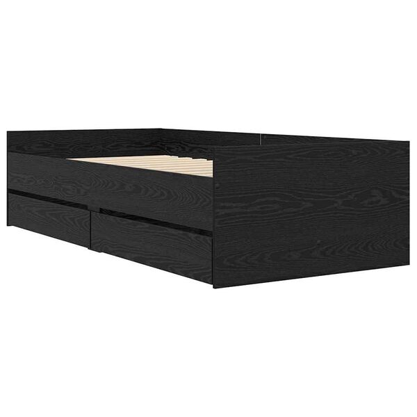 vidaXL Lovos rėmas Juodas ąžuolas 90 x 200 cm Kietos pu&scaron;ies mediena