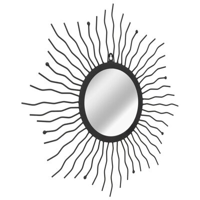 vidaXL Sieninis veidrodis, juodos spalvos, 60cm, su saulės spinduliais