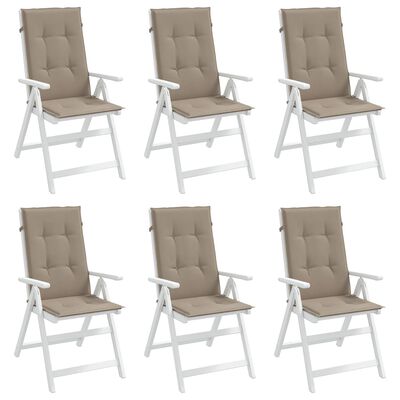 vidaXL Sodo kėdės pagalvėlės, 6vnt., taupe, 120x50x3cm, audinys