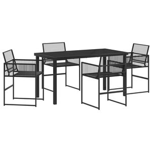 vidaXL Sodo valgomojo komplektas 5 pcs Juoda poliratanas