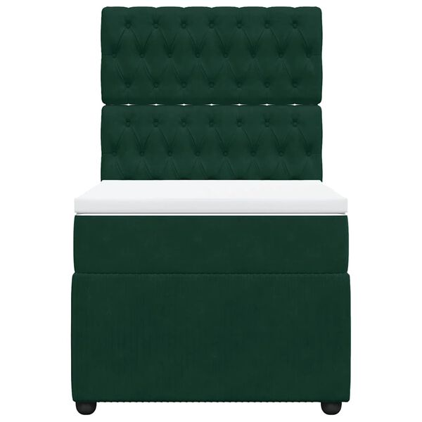 vidaXL Lova su spyruoklėmis ir čiužiniu, žalia, 100x200 cm, aksomas