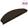 vidaXL Laiptų kilimėliai, lipnūs, 10 vnt., 65x21x4 cm, tamsiai rudi, pusapvaliai, dideli