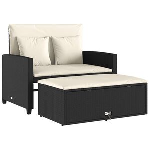 vidaXL Dvivietė sodo sofa su pagalvėlėmis, juodos spalvos, poliratanas