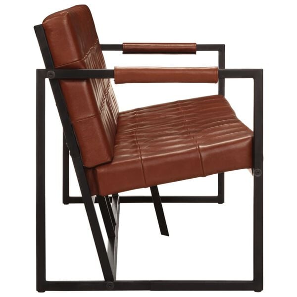 vidaXL Trivietė sofa, rudos spalvos, tikra ožkos oda