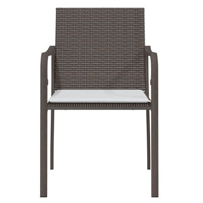 vidaXL Sodo kėdės su pagalvėmis, 2vnt., rudos, 56x59x84cm, poliratanas