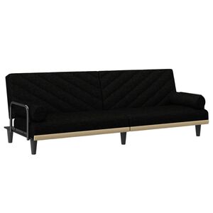 vidaXL Sofa-lova su porankiais, juodos spalvos, audinys