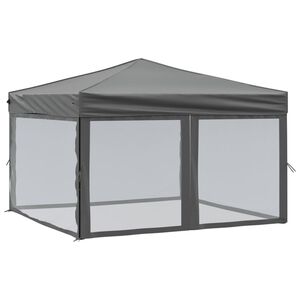 vidaXL Proginė palapinė su &scaron;oninėmis sienomis, antracito, 3x3m