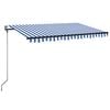 vidaXL Markizė su LED/vėjo jutikliu, mėlyna/balta, 300x250cm