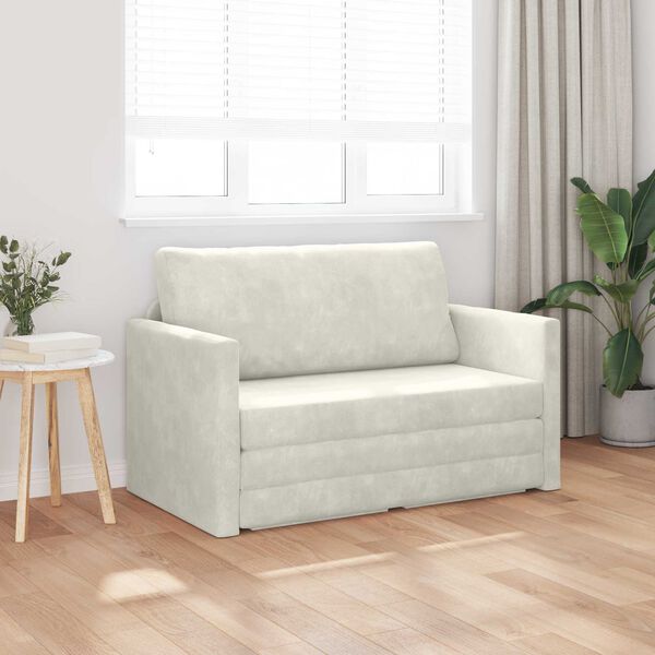 vidaXL Sofa lova 110cm Kreminė Aksomas