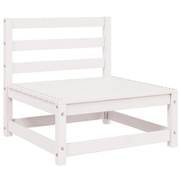 vidaXL Sodo poilsio baldų komplektas, 3 dalių, baltas, pušies masyvas