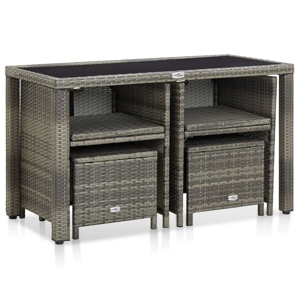 vidaXL Lauko valg. baldų kompl. su pagalv., 5d., pilk. sp., polirat.