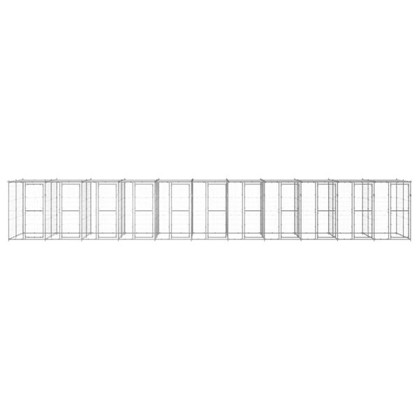 vidaXL Lauko voljeras &scaron;unims su stogu, galvanizuotas plienas, 26,62m&sup2;