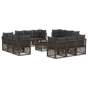 vidaXL Sodo Sofų Rinkinys 13 pcs Pilka poliratanas