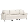 vidaXL Trivietė sofa su pagalvėmis, kreminė, 180cm, dirbtinė oda