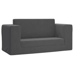 vidaXL Vaiki&scaron;ka dvivietė sofa-lova, antracito, mink&scaron;tas pliu&scaron;as
