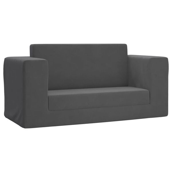 vidaXL Vaikiška dvivietė sofa-lova, antracito, minkštas pliušas