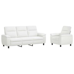 vidaXL Sofos komplektas 2 pcs Balta Audinys