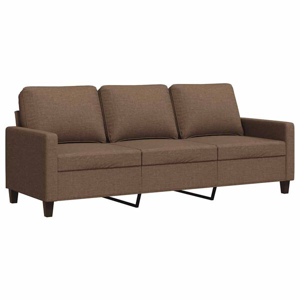 vidaXL Trivietė sofa, rudos spalvos, 180cm, audinys