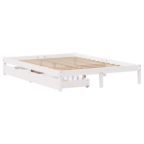 vidaXL Lovos rėmas be čiužinio, balta, 140x190cm, pu&scaron;ies masyvas