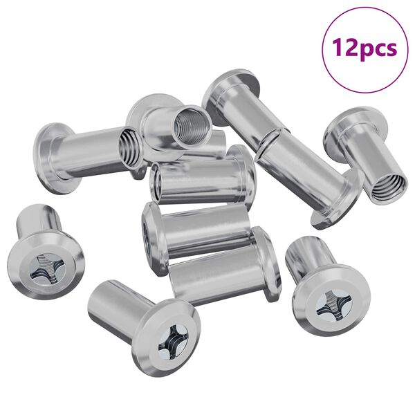vidaXL Užrakto veržlė 12 pcs Nikelio M6 x 25 mm Plienas