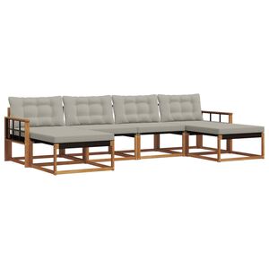 vidaXL Lauko sofos komplektas 6 pcs Natūrali ir &scaron;viesiai pilka