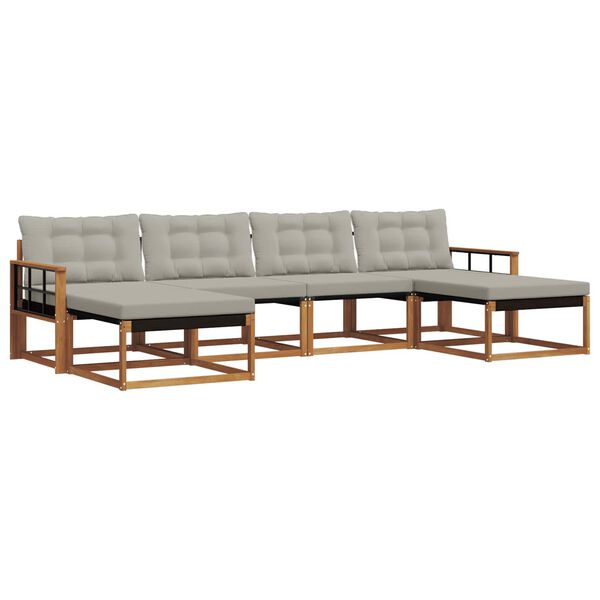 vidaXL Lauko sofos komplektas 6 pcs Natūrali ir &scaron;viesiai pilka