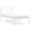 vidaXL Metalinis lovos rėmas su galvūgaliu, baltos spalvos, 107x203cm