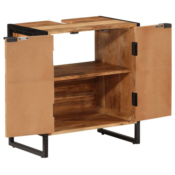 vidaXL Vonios kambario spintelė, 55x35x60cm, akacijos masyvas/geležis