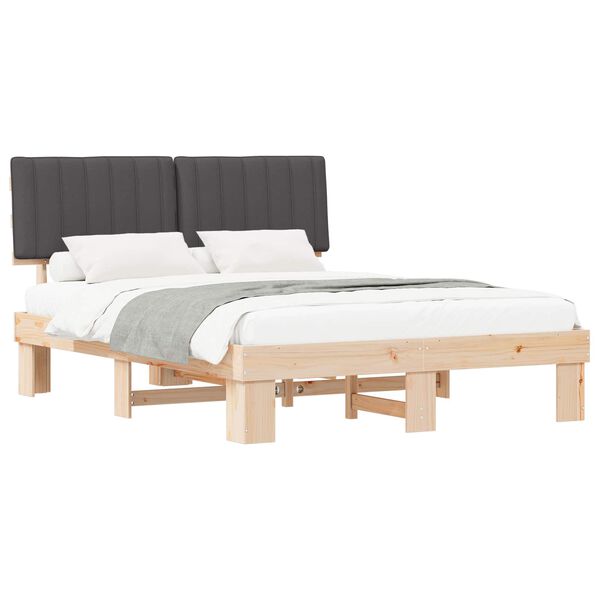 vidaXL Lovo rėmas su apmuštu galvūgaliu Tamsiai pilka 150 x 200 cm