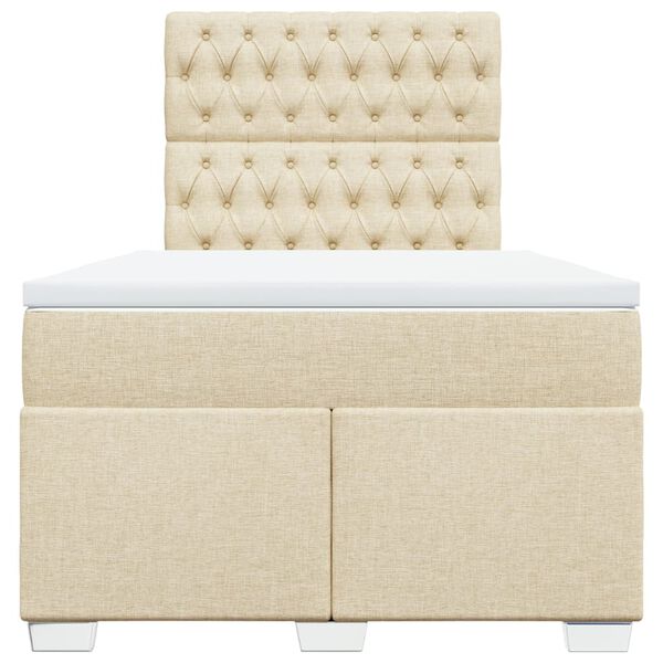 vidaXL Lova su spyruoklėmis ir čiužiniu, kreminė, 120x190cm, audinys