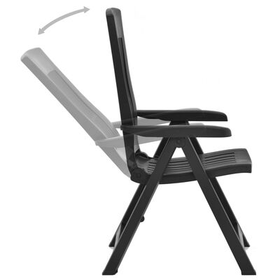 vidaXL Atlošiamos sodo kėdės, 2vnt., antracito spalvos, plastikas