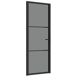 vidaXL Vidaus durys, juodos, 76x201,5cm, ESG stiklas ir aliuminis
