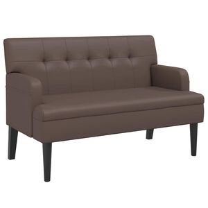 vidaXL Suoliukas su atlo&scaron;u, rudas, 112x65,5x75cm, dirbtinė oda