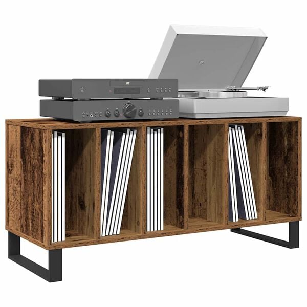 vidaXL Plokštelių spintelė su lentyna Sena mediena 100 x 38 x 48 cm