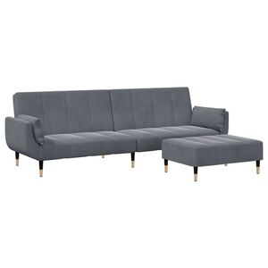 vidaXL Dvivietė sofa-lova su pakoja, tamsiai pilkos spalvos, aksomas