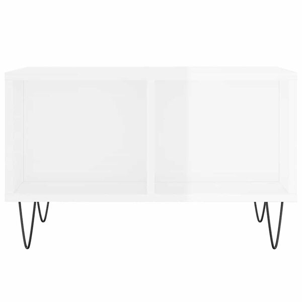 vidaXL Kavos staliukas, baltas, 60x50x36,5cm, mediena, blizgus