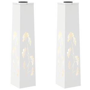 vidaXL Saulės LED &scaron;aligatvio &scaron;viesa 2 vnt. &Scaron;ilta balta 18 x 18 x 80 cm