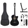 vidaXL Gitaros rinkinys su ekvalaizeriu, 12 dalių, juodas, 6 stygos