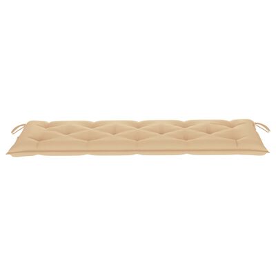 vidaXL Batavia suoliukas su smėlio spalvos pagalvėle, 150cm, tikmedis