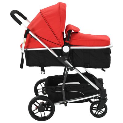 vidaXL 2-1 Vaikiškas vežimėlis, raudonos ir juodos spalvos, aliuminis