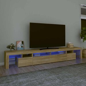 vidaXL Televizoriaus spintelė su LED ap&scaron;vietimu, ąžuolo, 260x36,5x40cm