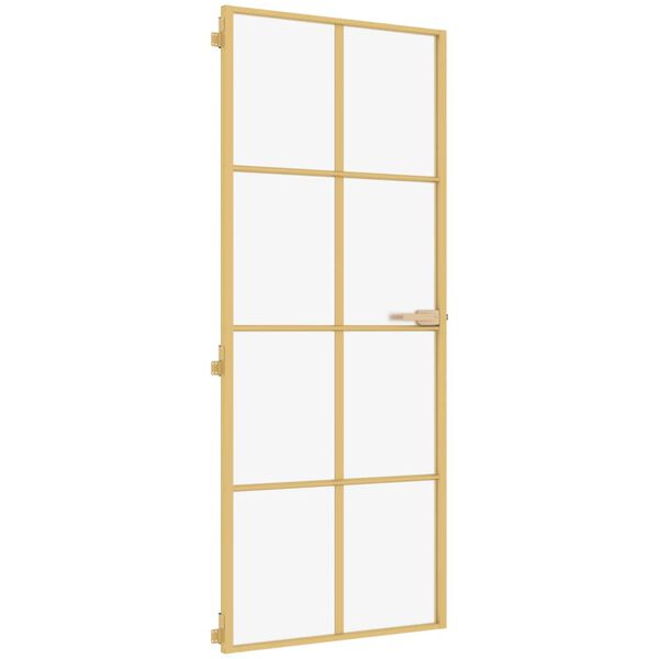 vidaXL Vidaus durys, auksinės, 83x201,5cm, grūdintas stiklas/aliuminis