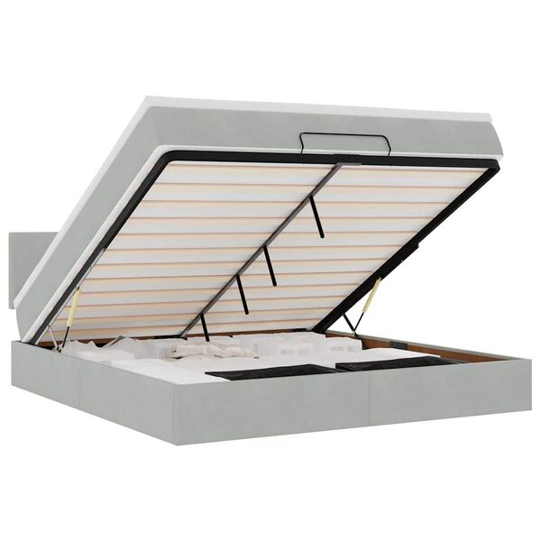 vidaXL Osmanų lova su čiužiniu &Scaron;viesiai pilka 180x200cm Velvet