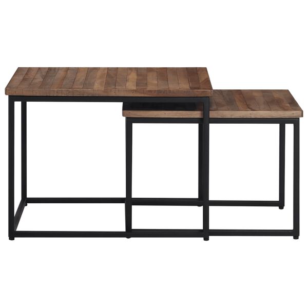 vidaXL Sustumiami kavos staliukai, 2vnt., tikmedžio medienos masyvas